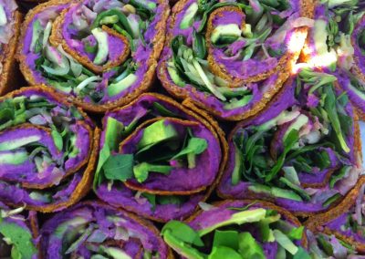 Purple Hummus Wraps in Carrot Wrappers